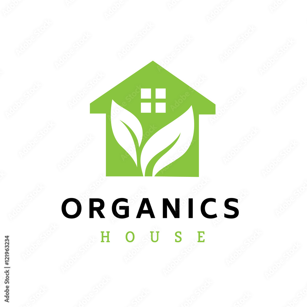 Organics house logo, fresh green logo template Organics house logo, fresh green logo template