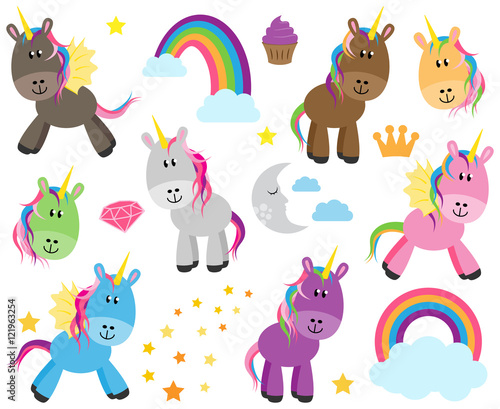 Cute Vector Collection of Unicorns or Horses