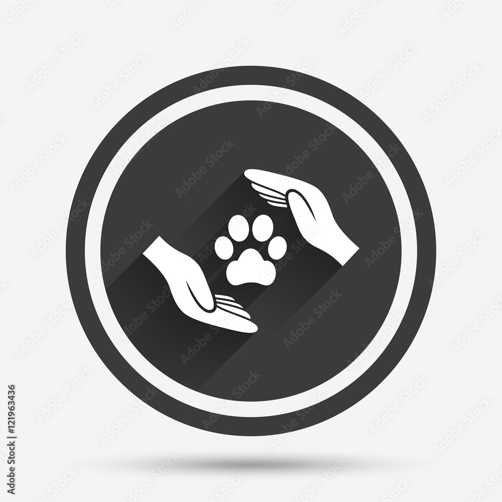 Obraz premium Protection of animals sign icon. Hands.