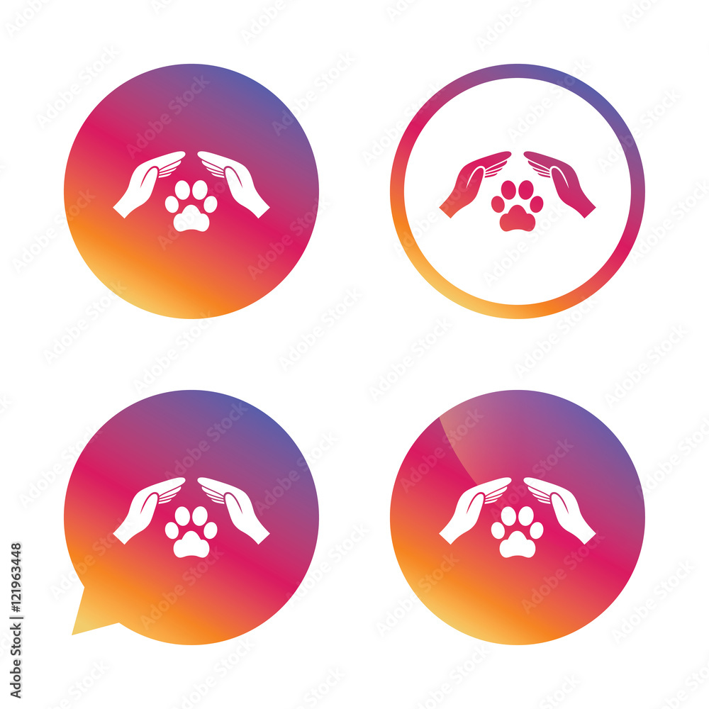 Protection of animals sign icon. Hands. Protection of animals sign icon. Hands.