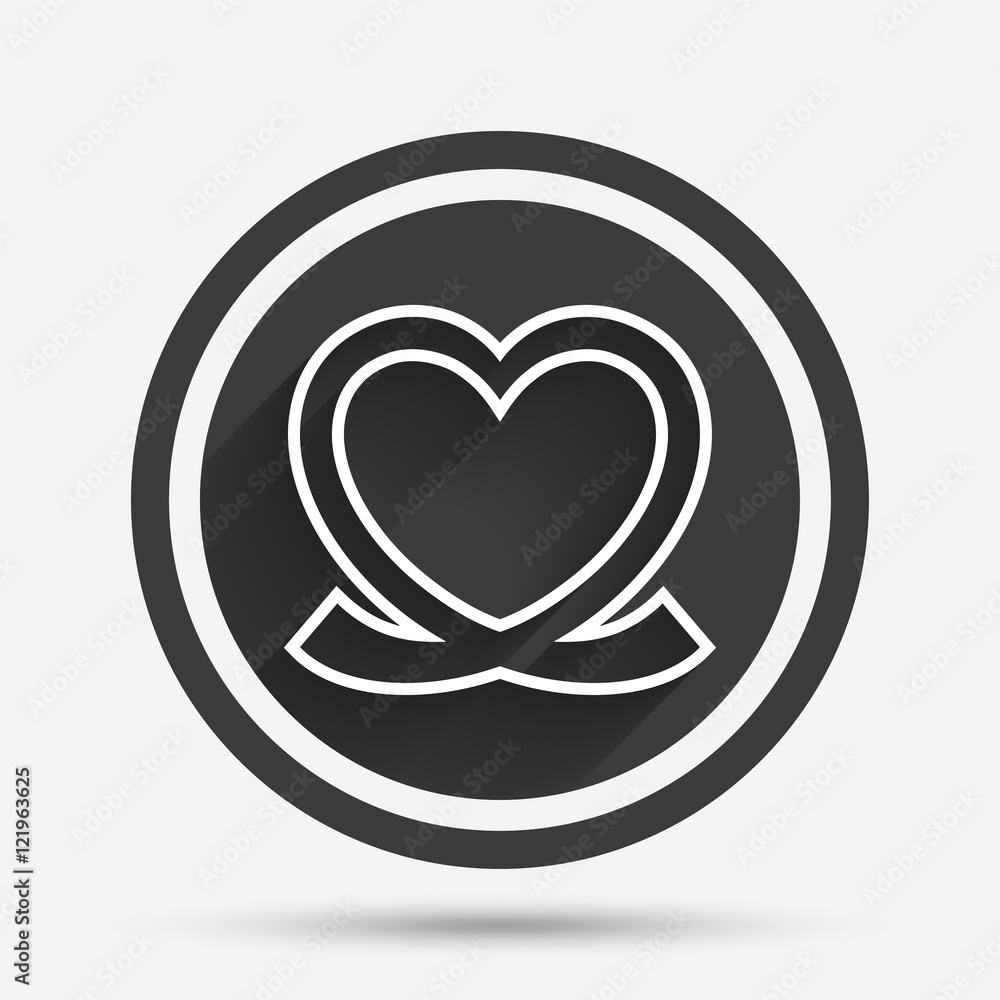 Heart ribbon sign icon. Love symbol. Heart ribbon sign icon. Love symbol.