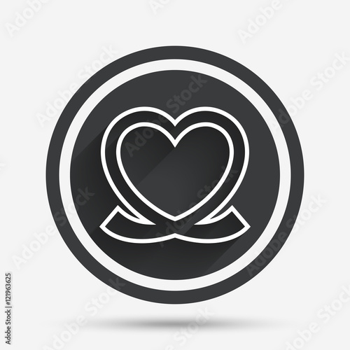 Heart ribbon sign icon. Love symbol.