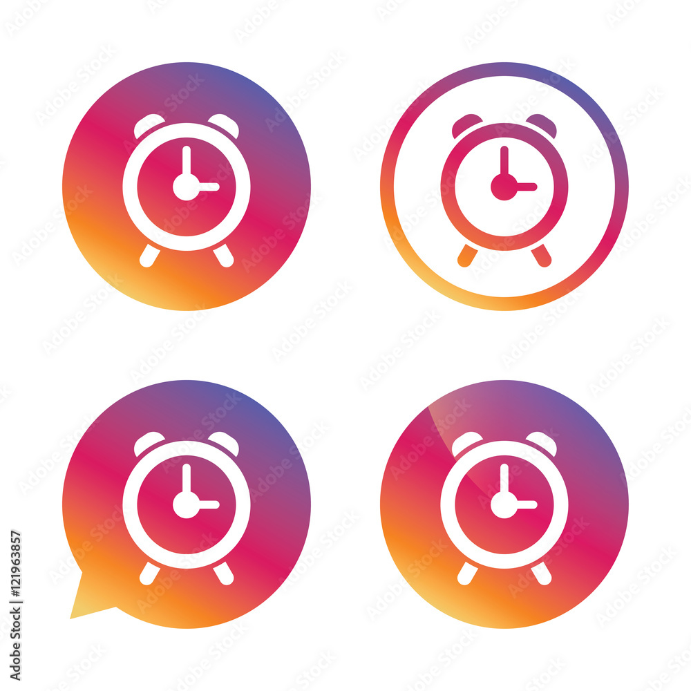 Alarm clock sign icon. Wake up alarm symbol. Alarm clock sign icon. Wake up alarm symbol.