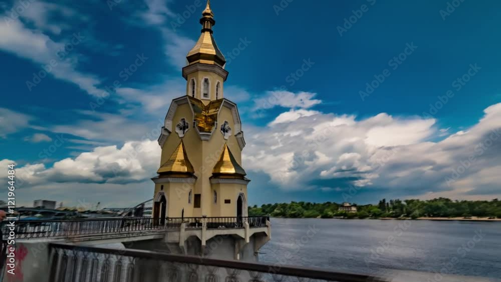 Kiev Motion Timelapse. Church on the Water Kiev Motion Timelapse. Church on the Water