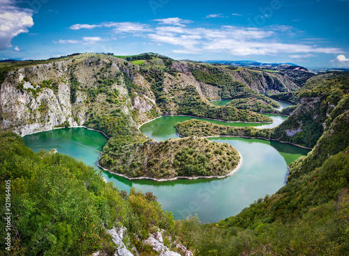 Meanders at rocky river Uvac gorge, southwest Serbia photo