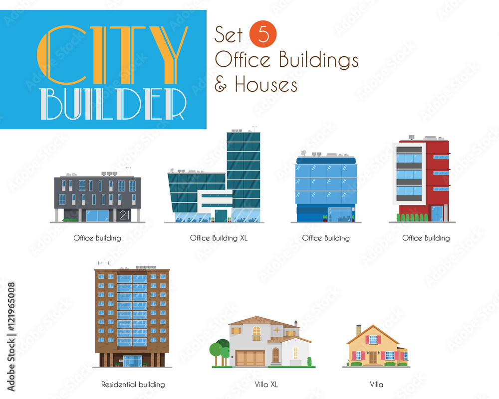 City Builder Set 5: Office Buildings and Houses