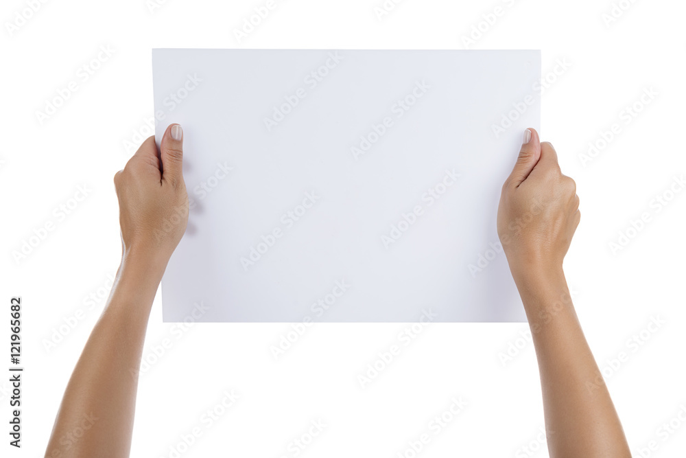 Female Hands Holding Blank Sheet Female Hands Holding Blank Sheet