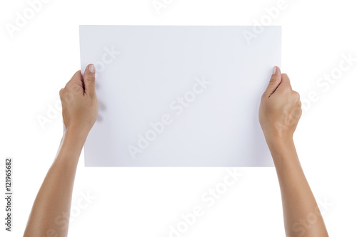 Female Hands Holding Blank Sheet