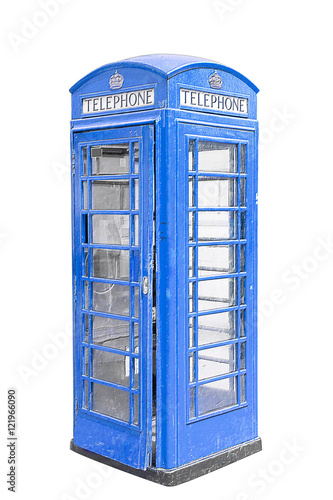 
Classic British blue phone booth in London UK