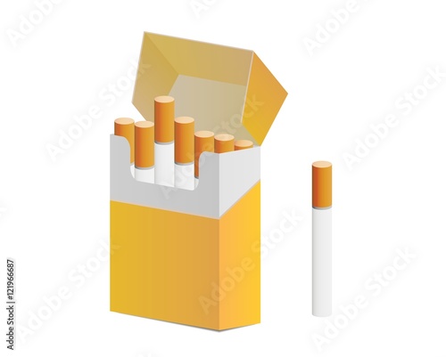 pack of cigarettes and one cigarette out of pack