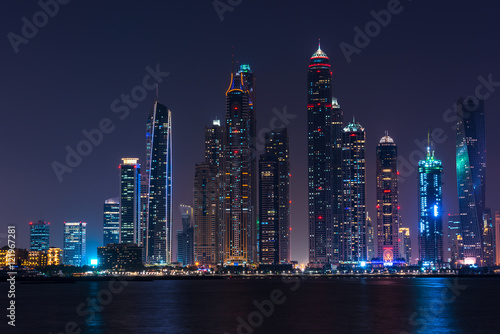 Night cityscape of Dubai city  UAE