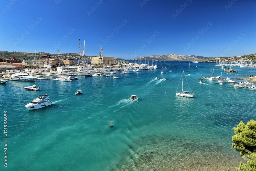 Trogir Harbour with boats and yachts