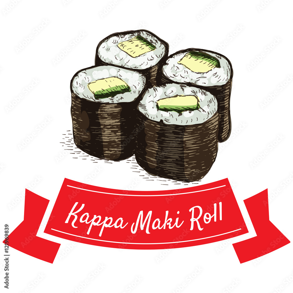 Kappa Maki roll illustration Stock Vector | Adobe Stock