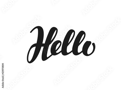 Hello inscription calligraphy. Hand drawn lettering. Vector illustration
