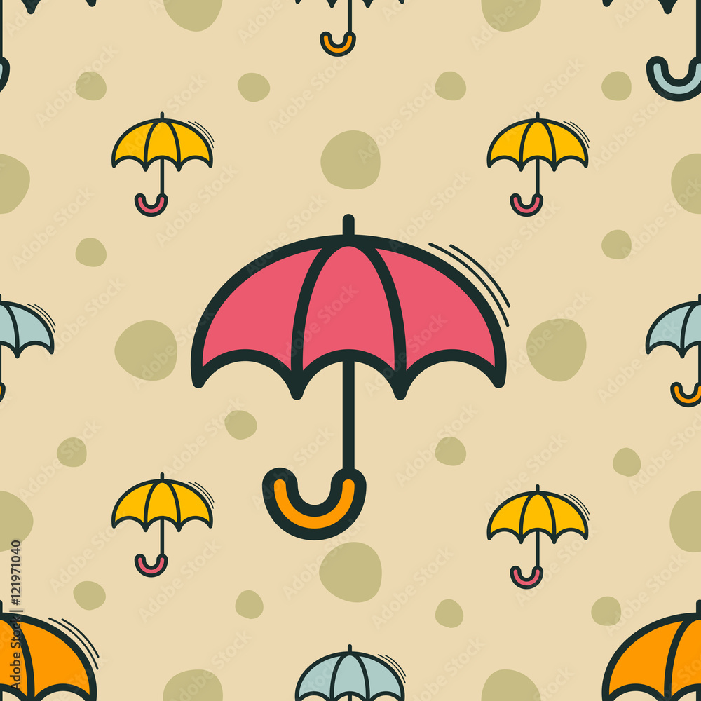 Vector seamless pattern with umbrellas