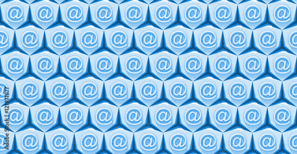 seamless 3d pattern of email symbols on an array of hexagon objects in blue and white seamless 3d pattern of email symbols on an array of hexagon objects in blue and white