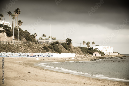 Beach landscape in Tarifa. Andalusia. Spain. Vintage style