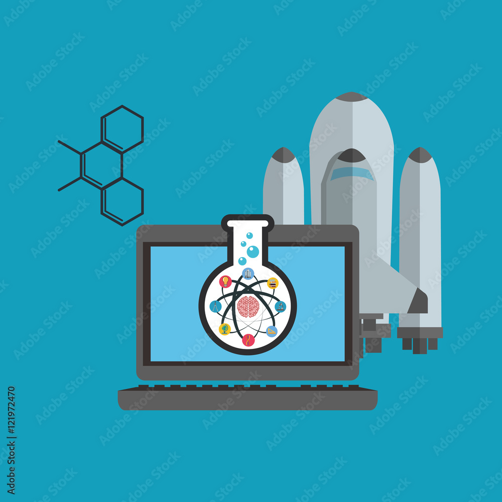 flat design computer with science related icons image vector illustration flat design computer with science related icons image vector illustration