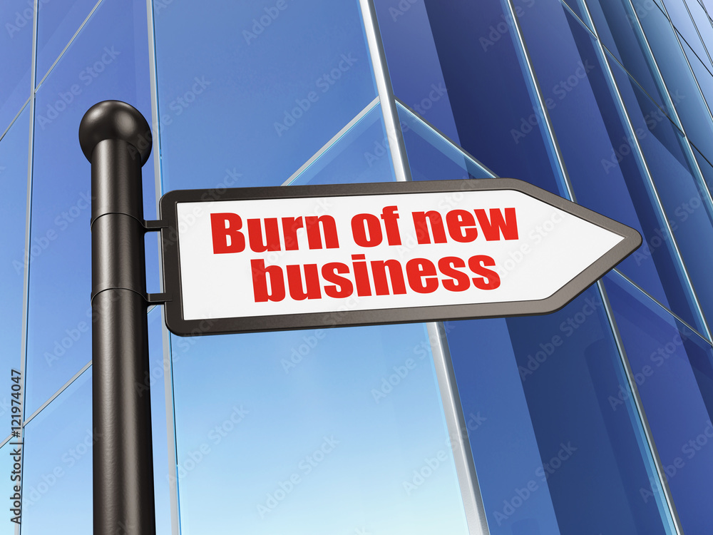 Business concept: sign Burn Of new Business on Building background