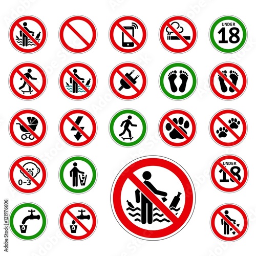 Free Download STOP! No / Yes. Vector. Set of icons. The icon with a green / red contour on a white background. For any use. Vector Illustration. - GFXLoad