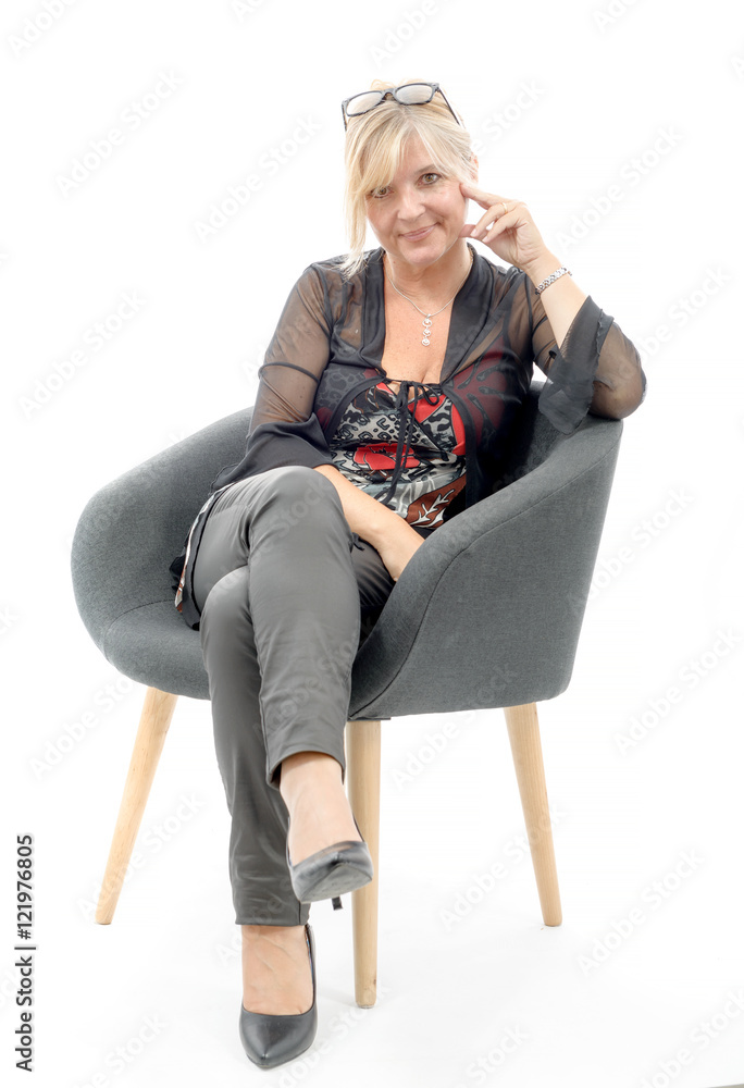 Fototapeta premium Portrait of mature smiling blond woman