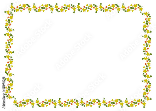 Autumn horizontal frame with colorful maple leaves. Vector clip art.