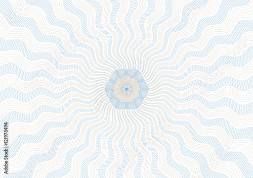 Guilloche vector background grid with rosette in center.