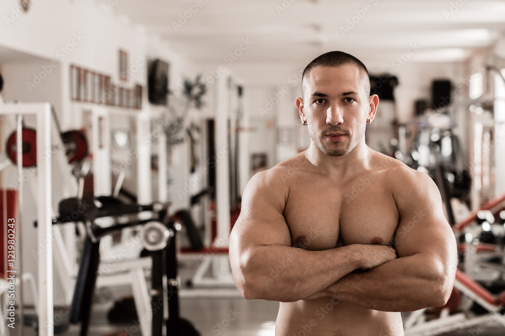 Fototapeta premium Portrait of man in gym, ready for training.