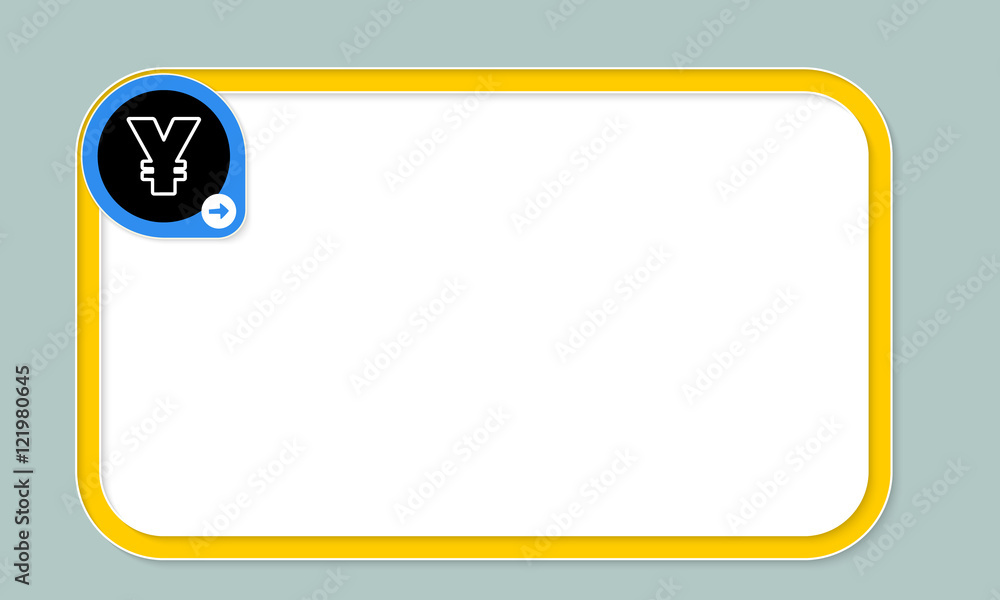Yellow text frame for your text and yen symbol Yellow text frame for your text and yen symbol