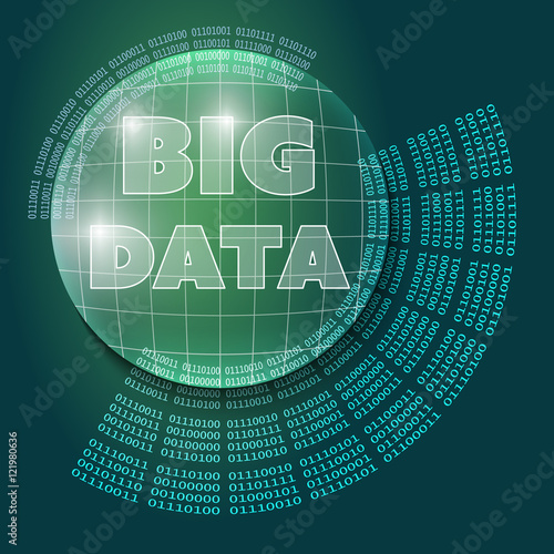 Vector abstract background and binary code and the words big dat