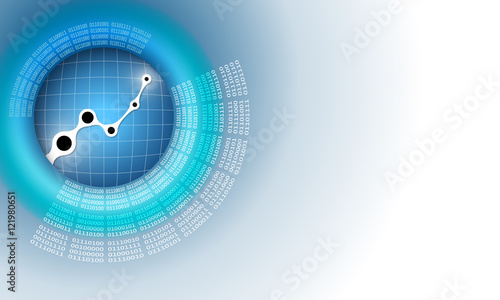 Vector abstract background with circular binary code and diagram