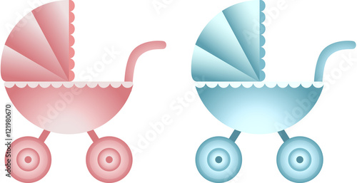 Baby carriage pink and blue
