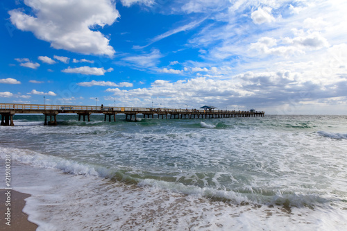 Pompano Beach Pier Broward County Florida at the Beach by stormy weather © captiva