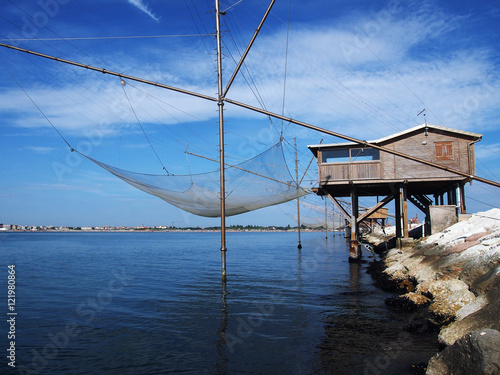 Travel in Italy - Fishing station on the dam of Sottomarina, near Venice, in Italy. photo