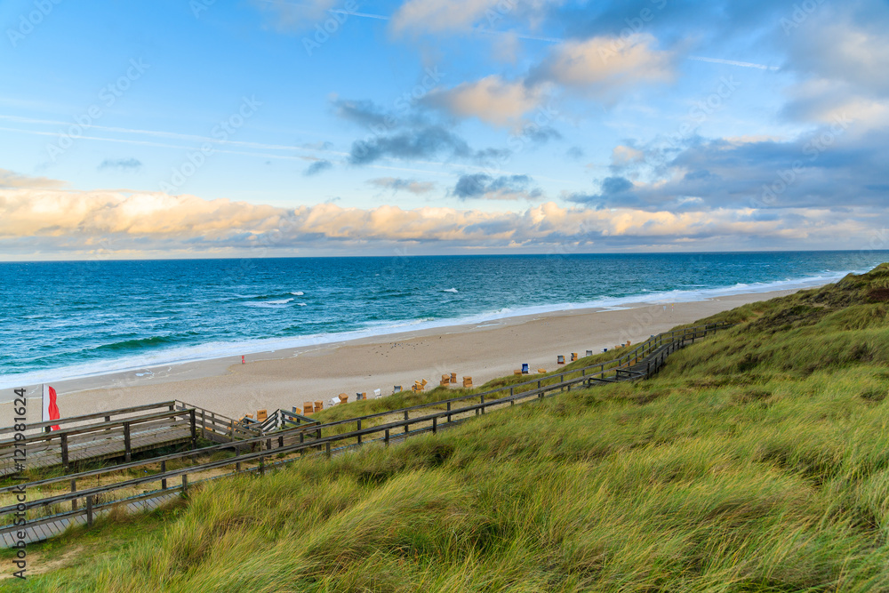 Wenningstedt beach at sunrise, North Sea, Sylt island, Germany