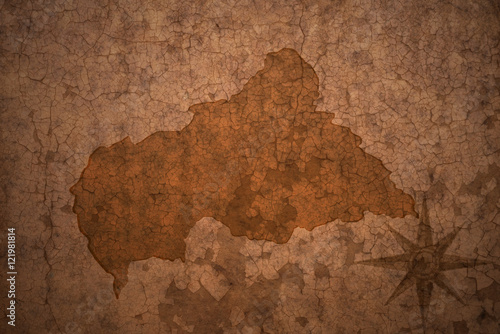 central african republic map on a old vintage crack paper background