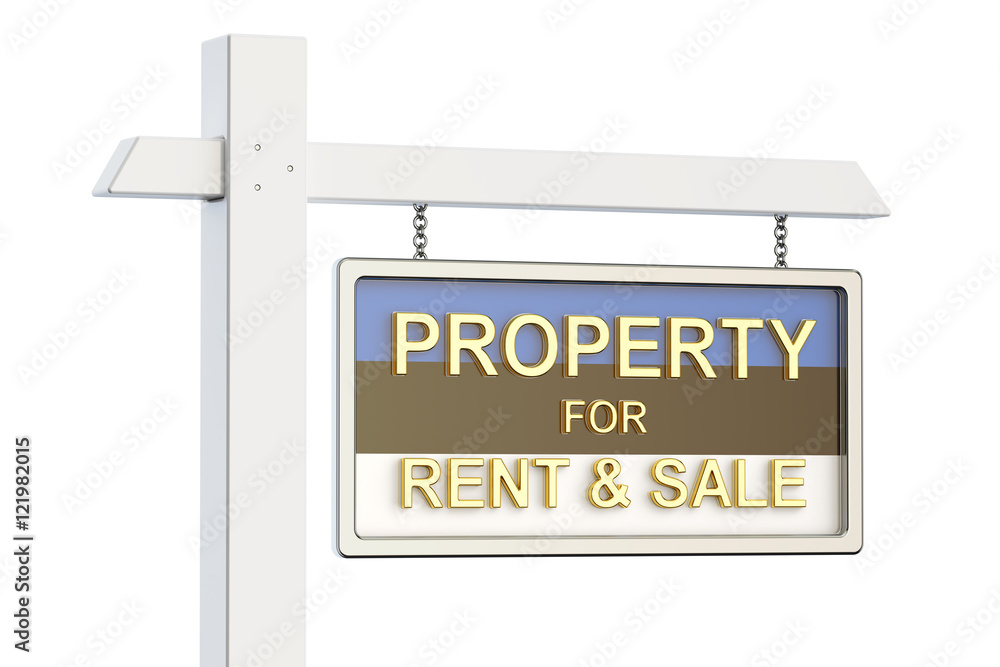 Property for sale and rent in Estonia concept. Real Estate Sign, Stock