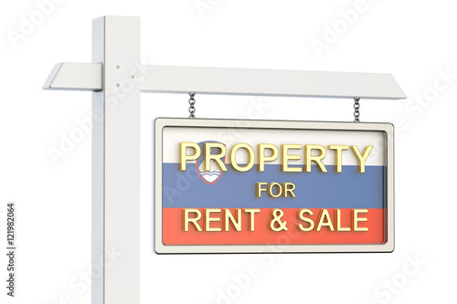 Property for sale and rent in Slovenia concept. Real Estate Sign