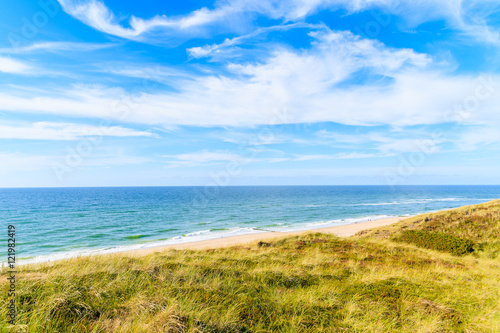 View of beautiful beach and sand dune near Wenningstedt village, Sylt island, Germany
