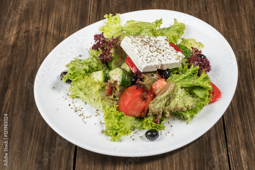 Fresh Greek salad in a plate