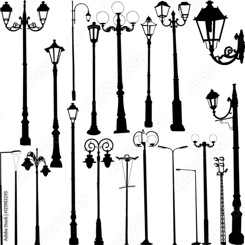 Street lamps collection - vector