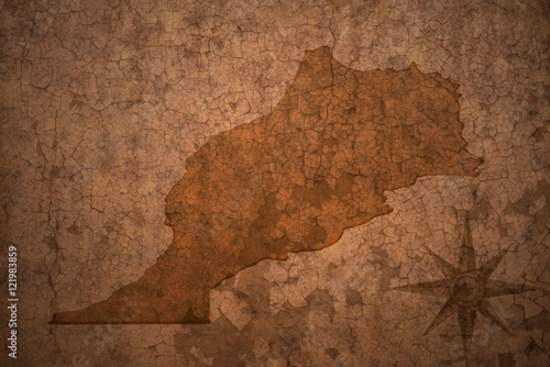 morocco map on a old vintage crack paper background