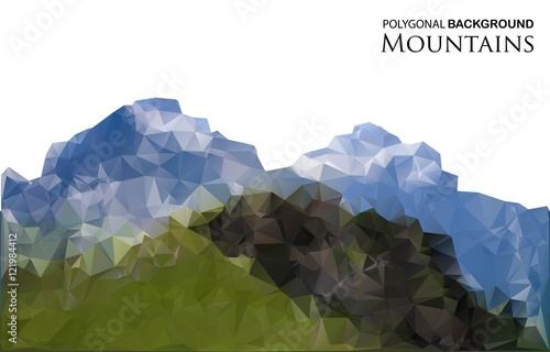 Abstract background with mountains in polygonal style. Vector illustration. Design element.