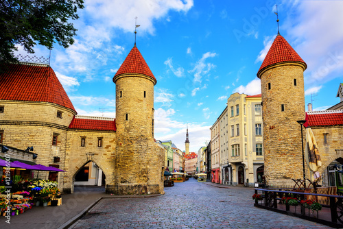 Viru Gate, old town of Tallinn, Estonia photo