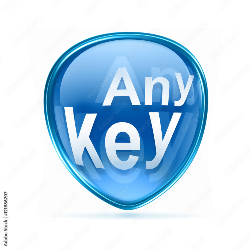 Any Key icon blue, isolated on white background Any Key icon blue, isolated on white background