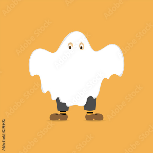 Child dressed in a ghost costume for halloween