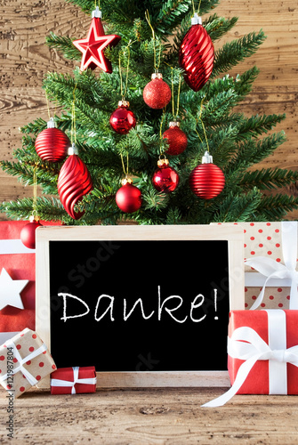 Colorful Christmas Tree With Text Danke Means Thank You