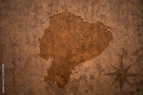 ecuador map on a old vintage crack paper background