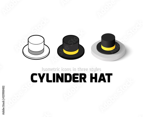 Cylinder hat icon in different style