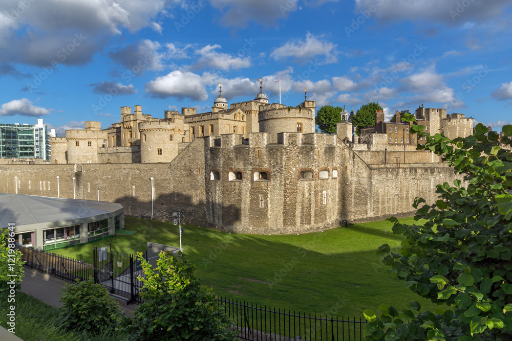 Sunset view of Historic Tower of London, England, United Kingdom